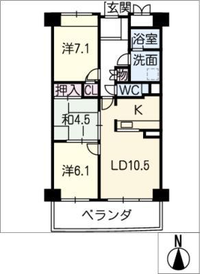 ザ・シーン城北(3LDK/5階)の間取り写真