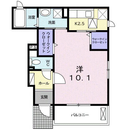 プリートカーサ(1K/1階)の間取り写真