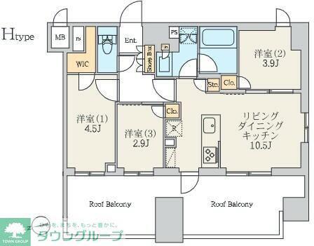 クレストコート北千住レジデンス(3LDK/11階)の間取り写真