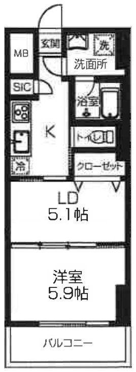 コスモ和光12(1LDK/3階)の間取り写真