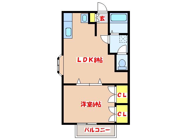 ケンコーRIVER SIDE(1LDK/1階)の間取り写真