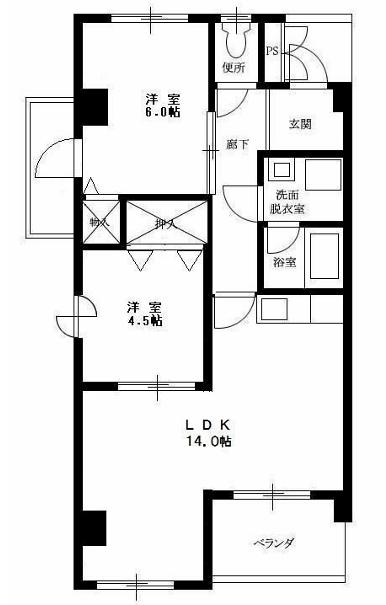 ル・マンド東延末(2LDK/3階)の間取り写真