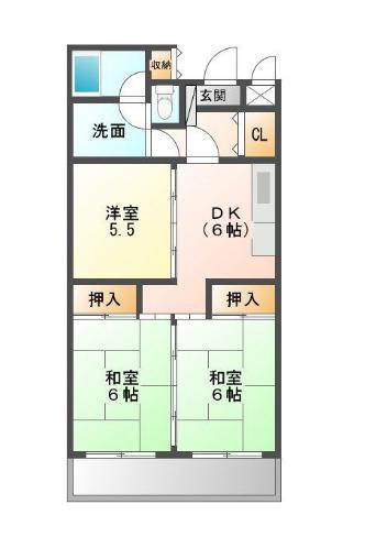 シャルマンハイツ古賀(3DK/4階)の間取り写真
