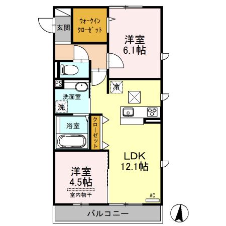 プレジオII(2LDK/1階)の間取り写真