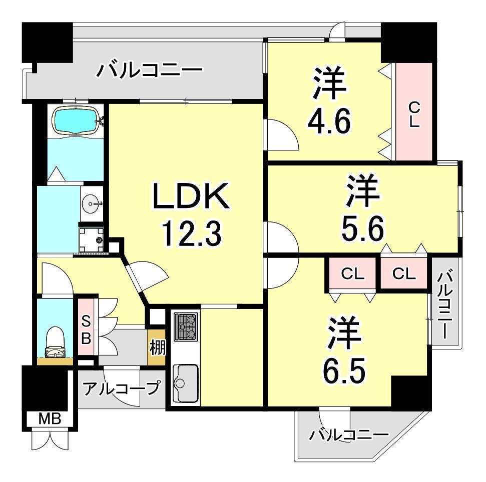 ローレル須磨シーサイドビュー(3LDK/10階)の間取り写真