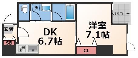 グランスイート(1DK/4階)の間取り写真