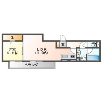 ドエルエミネンス達(1LDK/1階)の間取り写真