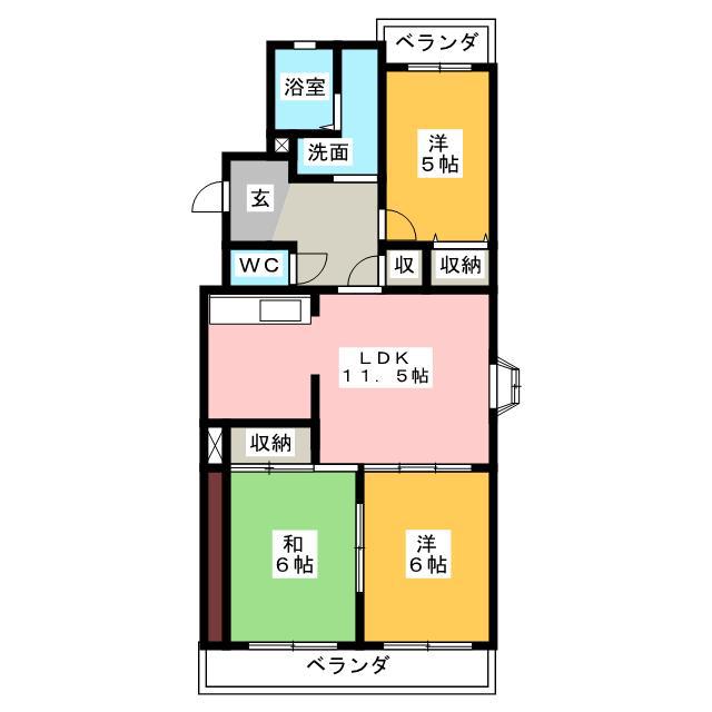 メゾン・ド・飯田(3LDK/2階)の間取り写真
