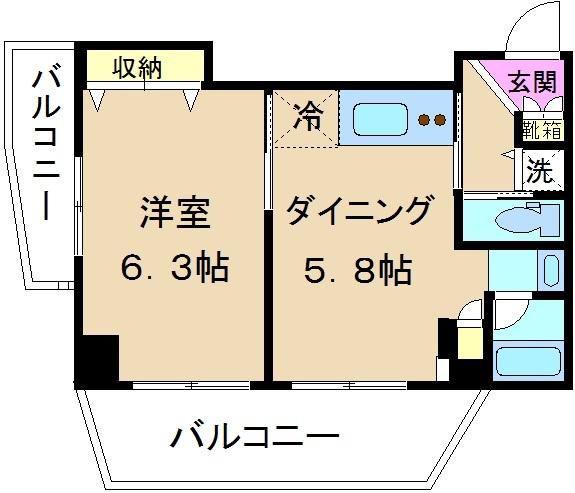 フェニックス落合駅前(1DK/9階)の間取り写真