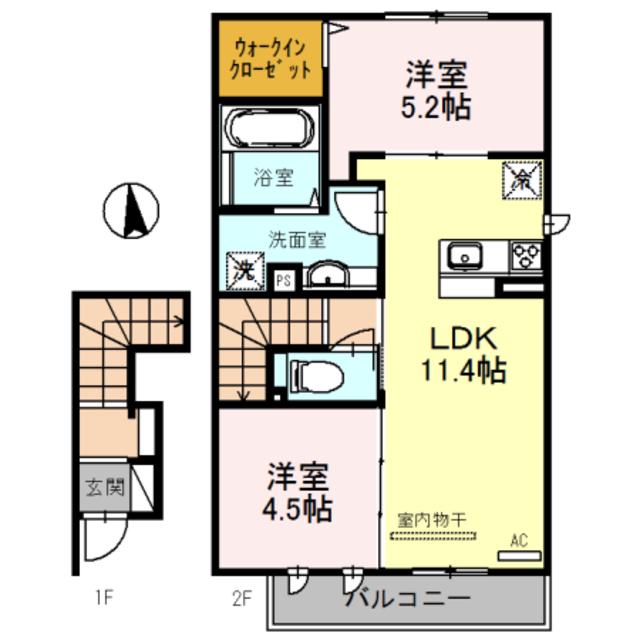 D-ROOMみのり(2LDK/1階)の間取り写真