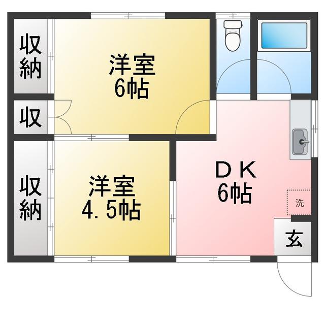 丸桂コーポII(2DK/1階)の間取り写真