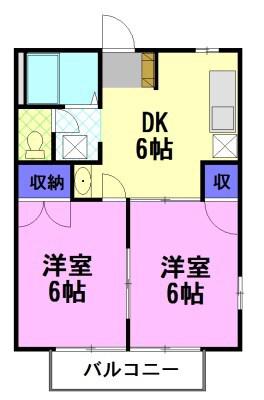 コーポレーションミキ(2DK/2階)の間取り写真