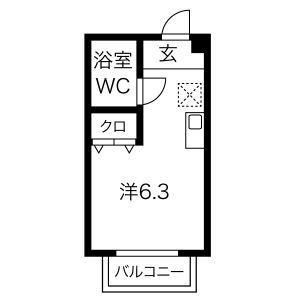 コンフォール野添(ワンルーム/1階)の間取り写真