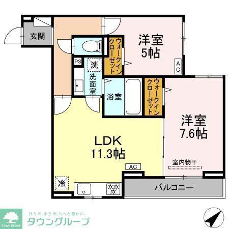 D PAINA 菅A(2LDK/3階)の間取り写真