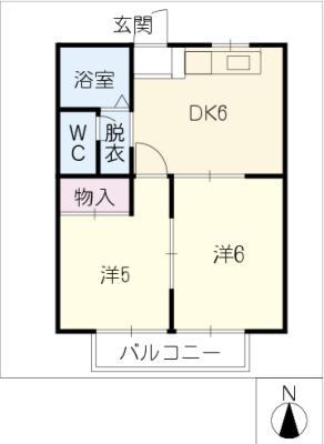 メープル宝江(2DK/1階)の間取り写真