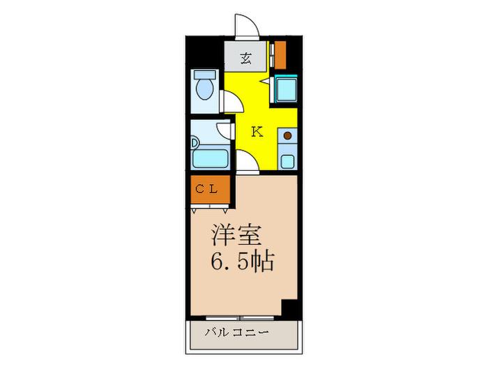 美穂ヶ丘阪田ハイツ(1K/6階)の間取り写真