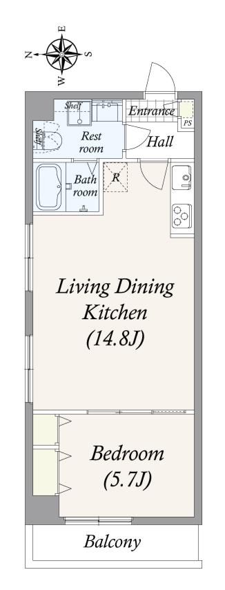 アルファコート町屋(1LDK/6階)の間取り写真