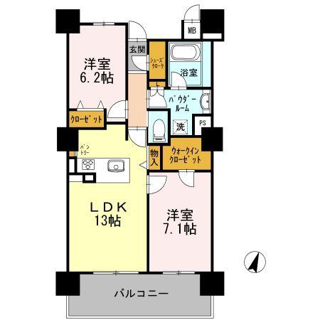 ロイヤルパークスERささしま サウス(2LDK/8階)の間取り写真