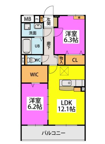 コリエンテ(2LDK/1階)の間取り写真