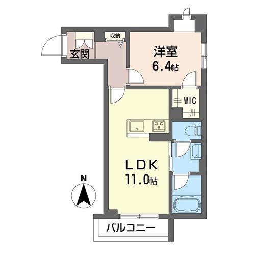 グランドヒルズ城山(1LDK/2階)の間取り写真