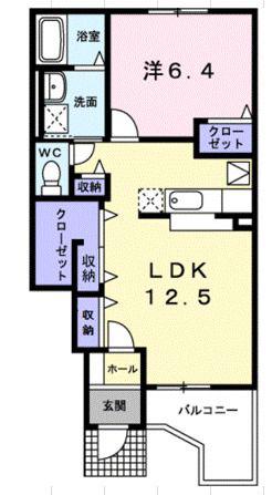 グランベル(1LDK/1階)の間取り写真