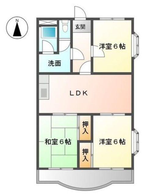 アメニティハイツYAMAMOTO(3DK/4階)の間取り写真