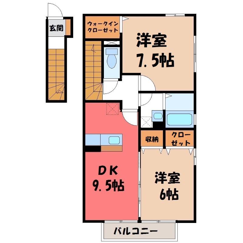 パルテール II(2DK/2階)の間取り写真