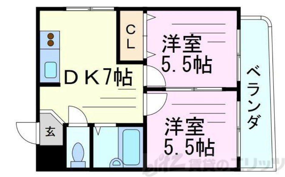サンサーラ新大阪(2DK/2階)の間取り写真