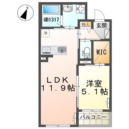 パルクボヌール川名(1LDK/2階)の間取り写真