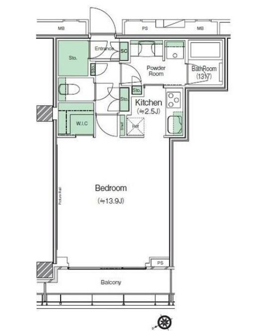SHIBUYACAST. APARTMENT(ワンルーム/16階)の間取り写真