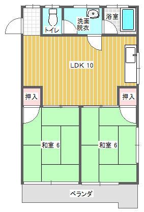 コーポ小関(2LDK/3階)の間取り写真