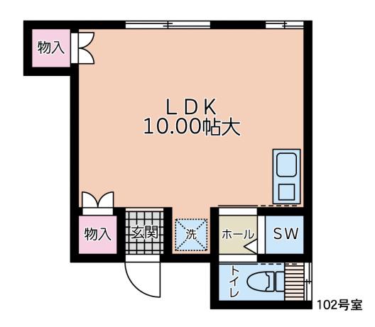スマイルハウス(1LDK/1階)の間取り写真