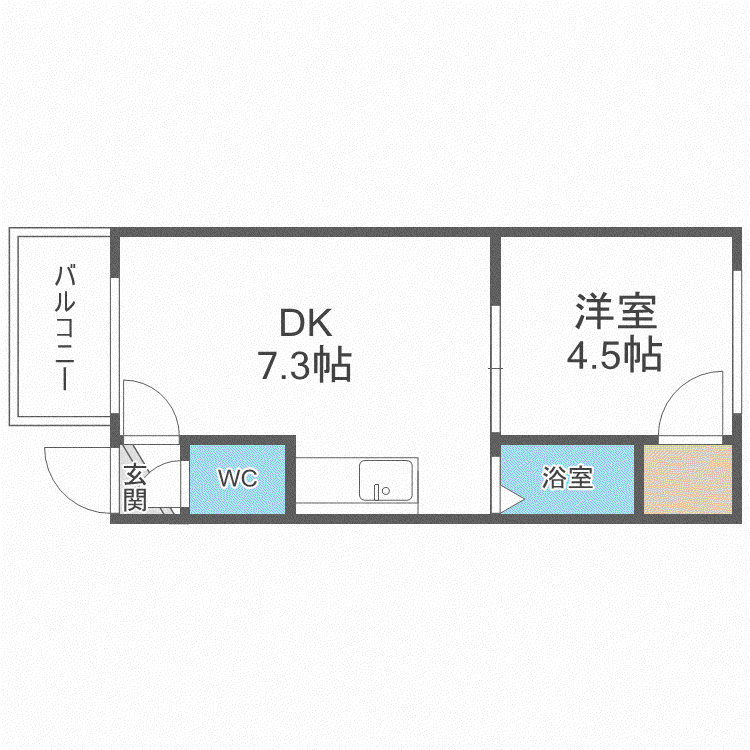 カサデューク平岸57(1DK/3階)の間取り写真