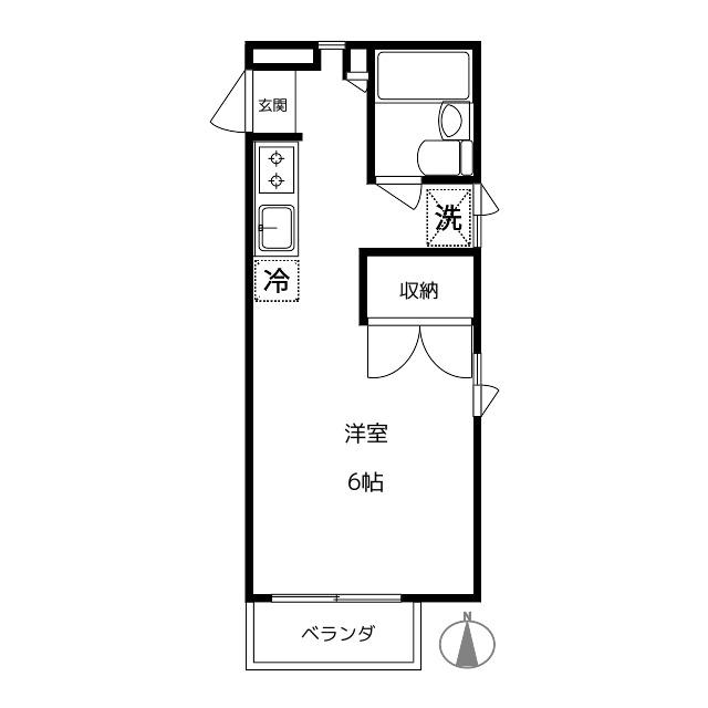 シャンブル朋(ワンルーム/2階)の間取り写真