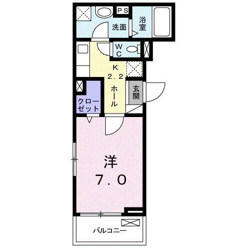 ヴィラ柏木II(1K/2階)の間取り写真
