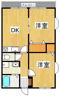 ソシエ根岸(2DK/2階)の間取り写真