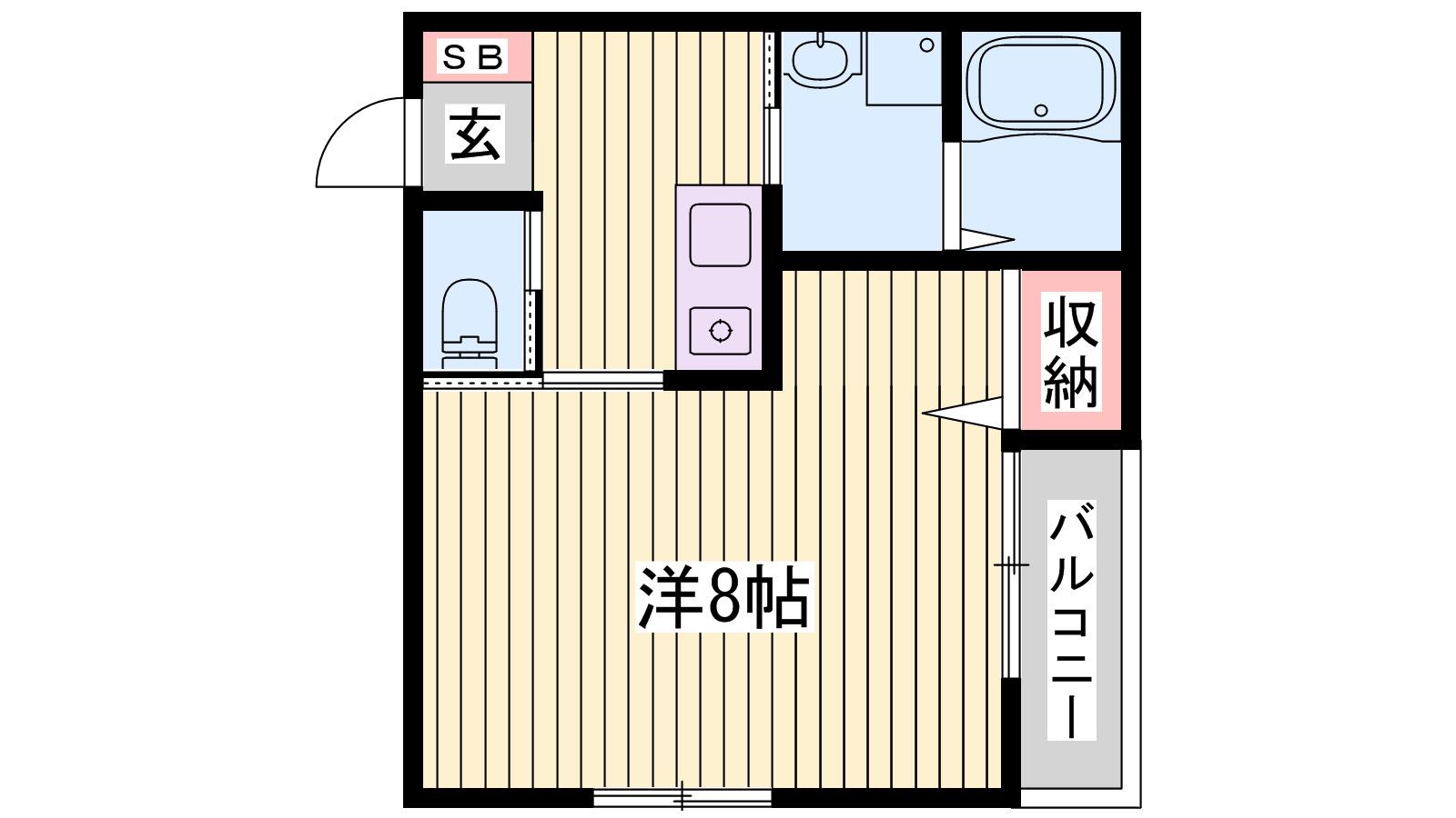 ボヌール姫路STA(1K/5階)の間取り写真