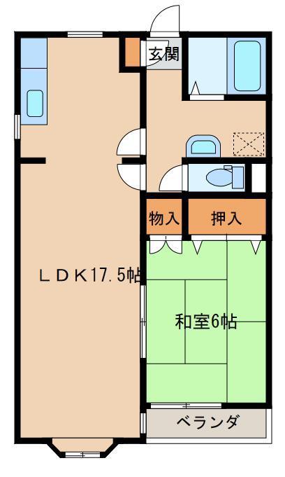 ウエスタンシティ5号棟(1LDK/1階)の間取り写真