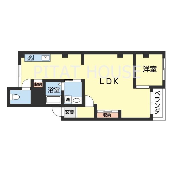 カサ・デ・かのだ(1LDK/3階)の間取り写真
