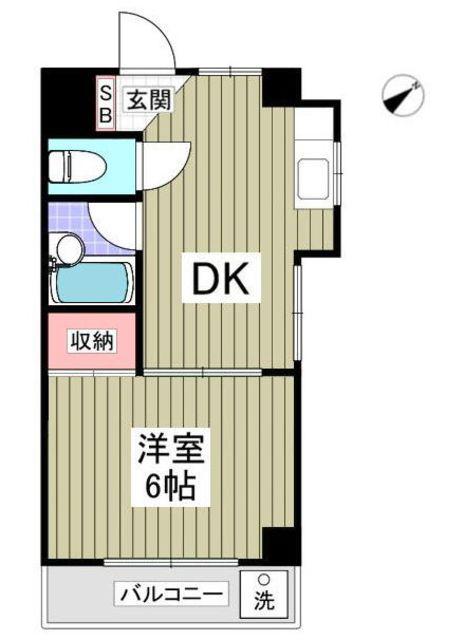 清新三興ハイツ(1K/4階)の間取り写真