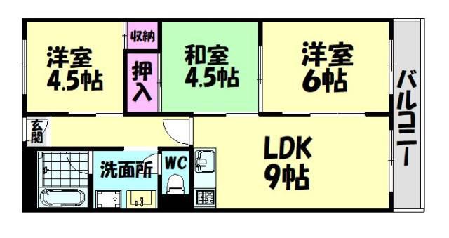 パークサイドマンション(3LDK/3階)の間取り写真