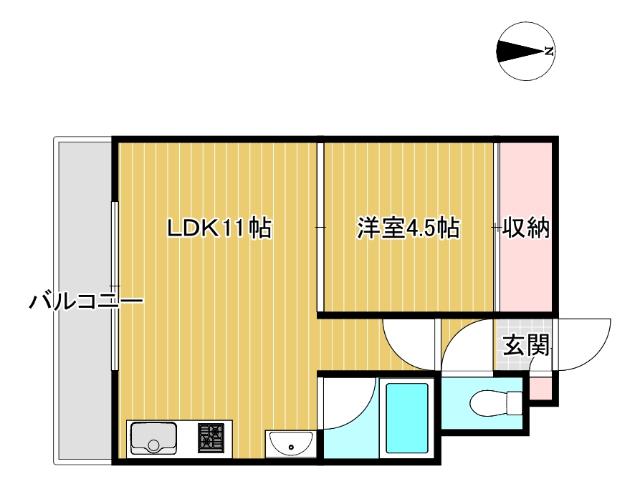セノンハイツ(1LDK/1階)の間取り写真