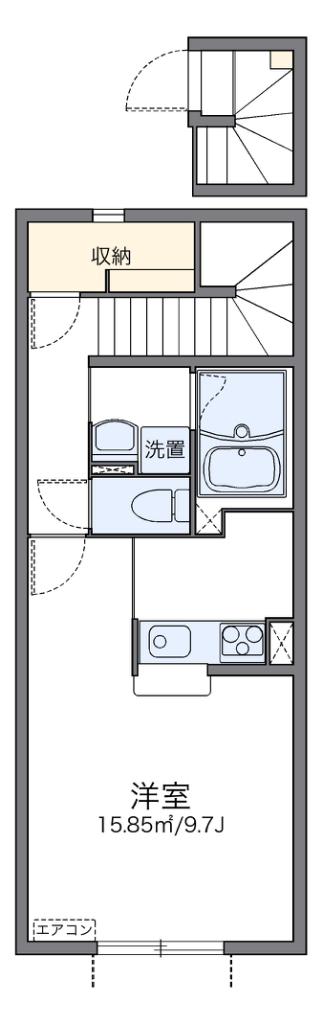 レオネクストキャピタルカトル(1K/2階)の間取り写真