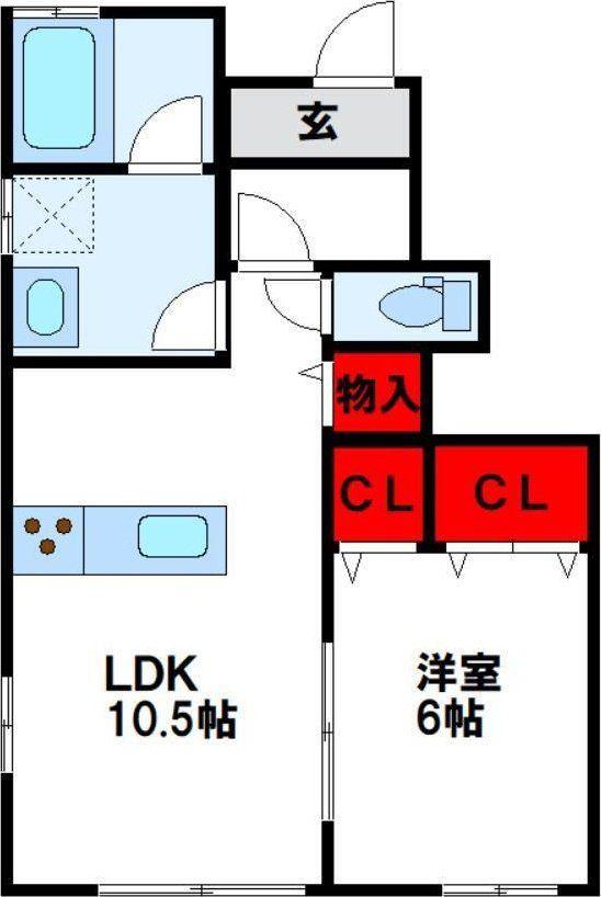 ハイヒルズ下曽根(1LDK/1階)の間取り写真