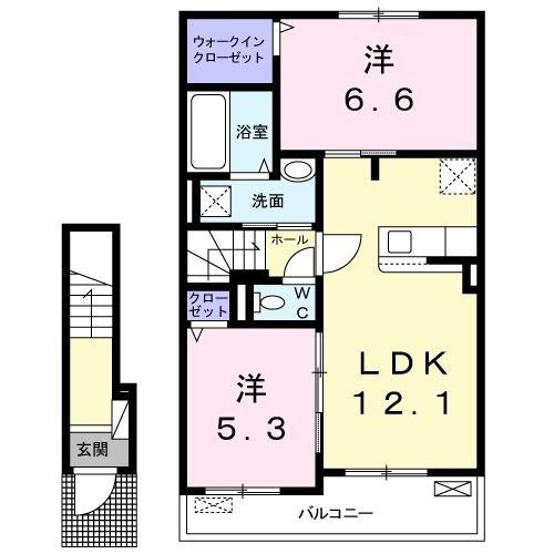 コレクトI(2LDK/2階)の間取り写真
