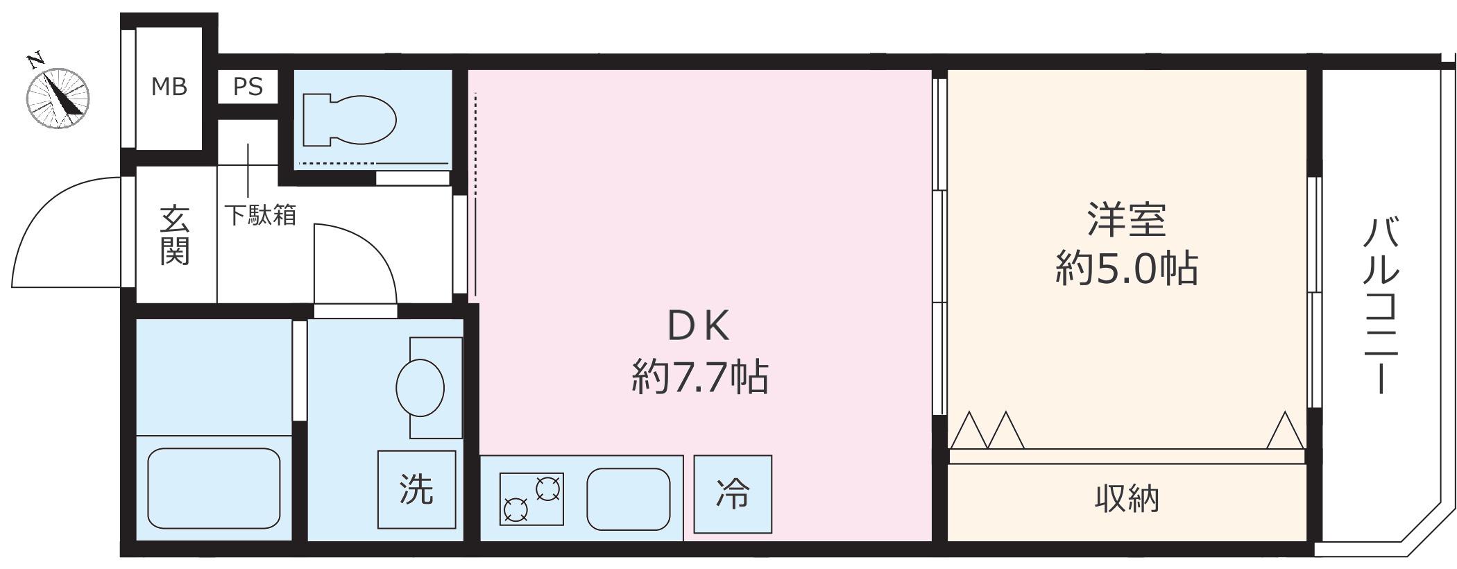O&O町屋(1DK/5階)の間取り写真