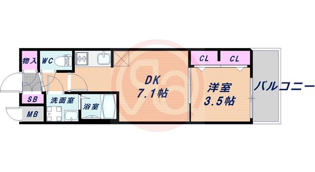 レオンコンフォート天王寺東(1DK/5階)の間取り写真