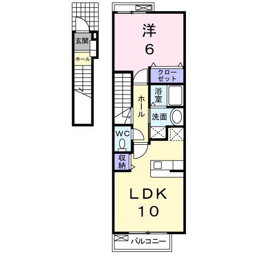 夢テラスRICOO(1LDK/2階)の間取り写真