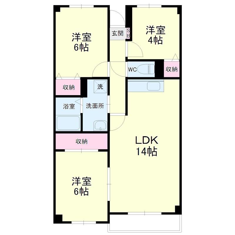 パークビュー四ツ池(3LDK/6階)の間取り写真