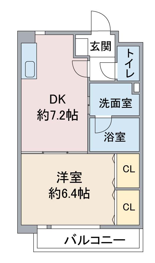 プレステージ金城(1DK/1階)の間取り写真
